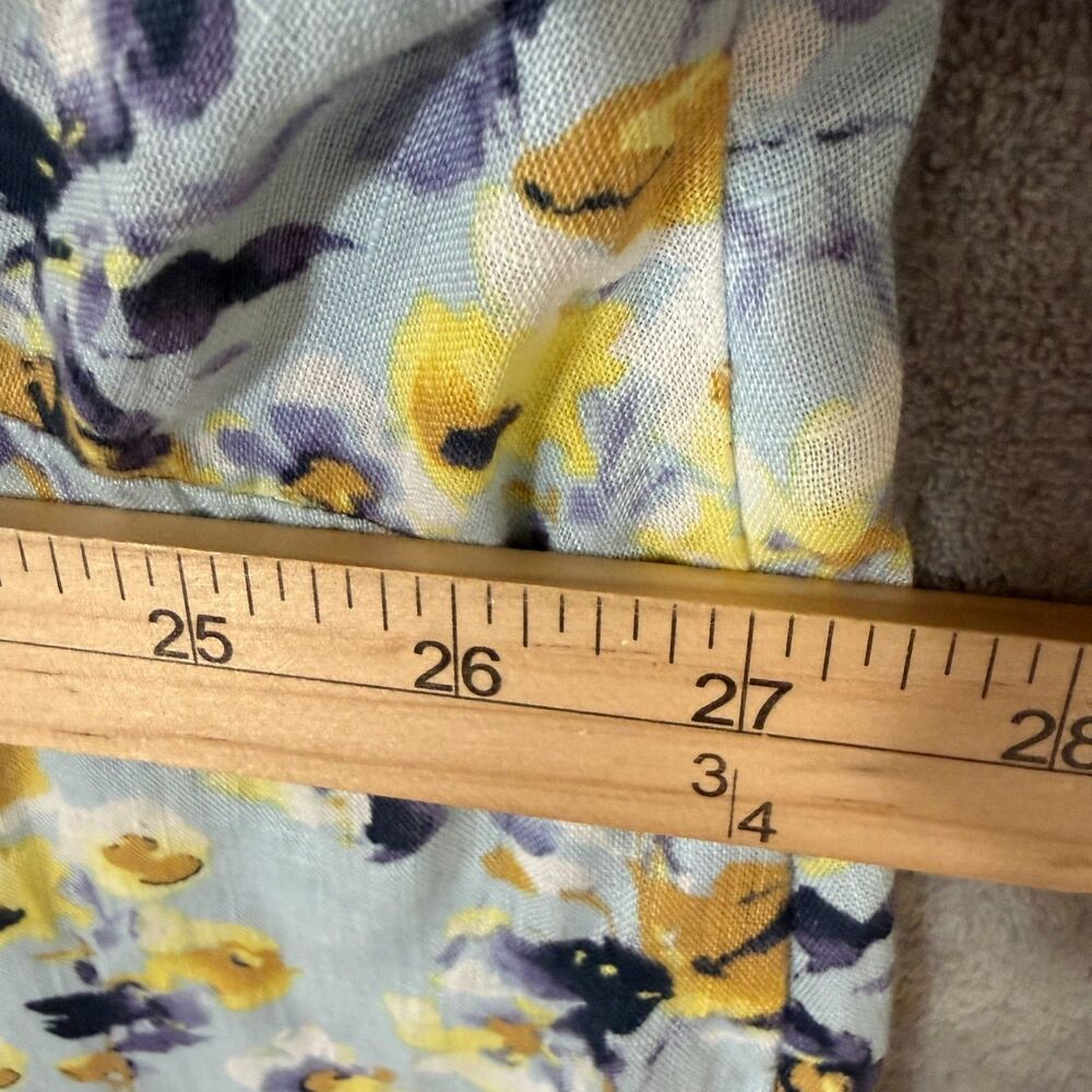 J Jill Love Linen Blouse 2X Plus Floral Print 3/4 Sleeve Lightweight 100% Linen - Picture 6 of 7
